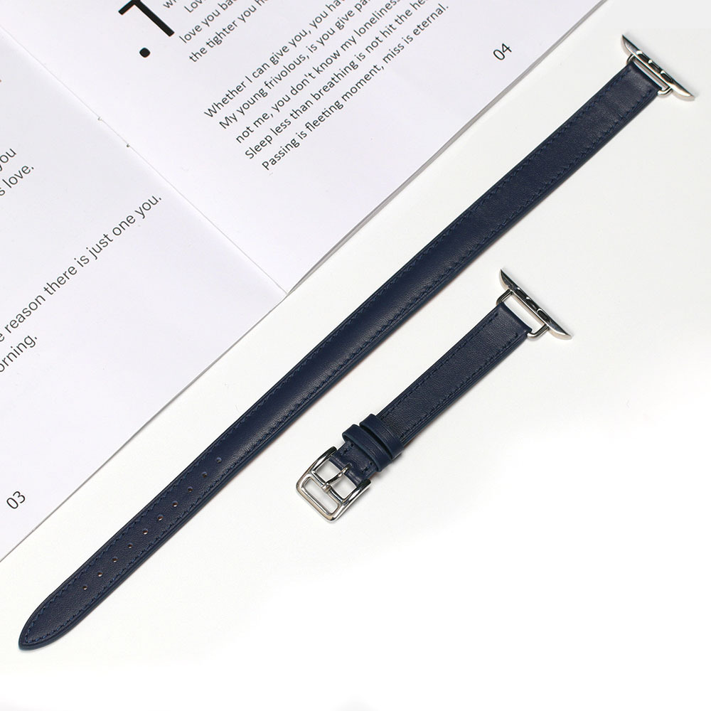 Correa de adelgazamiento de cuero genuino para Apple Watch iwatch8/7/6/5/4/3/SE doble círculo correa de cintura pequeña
