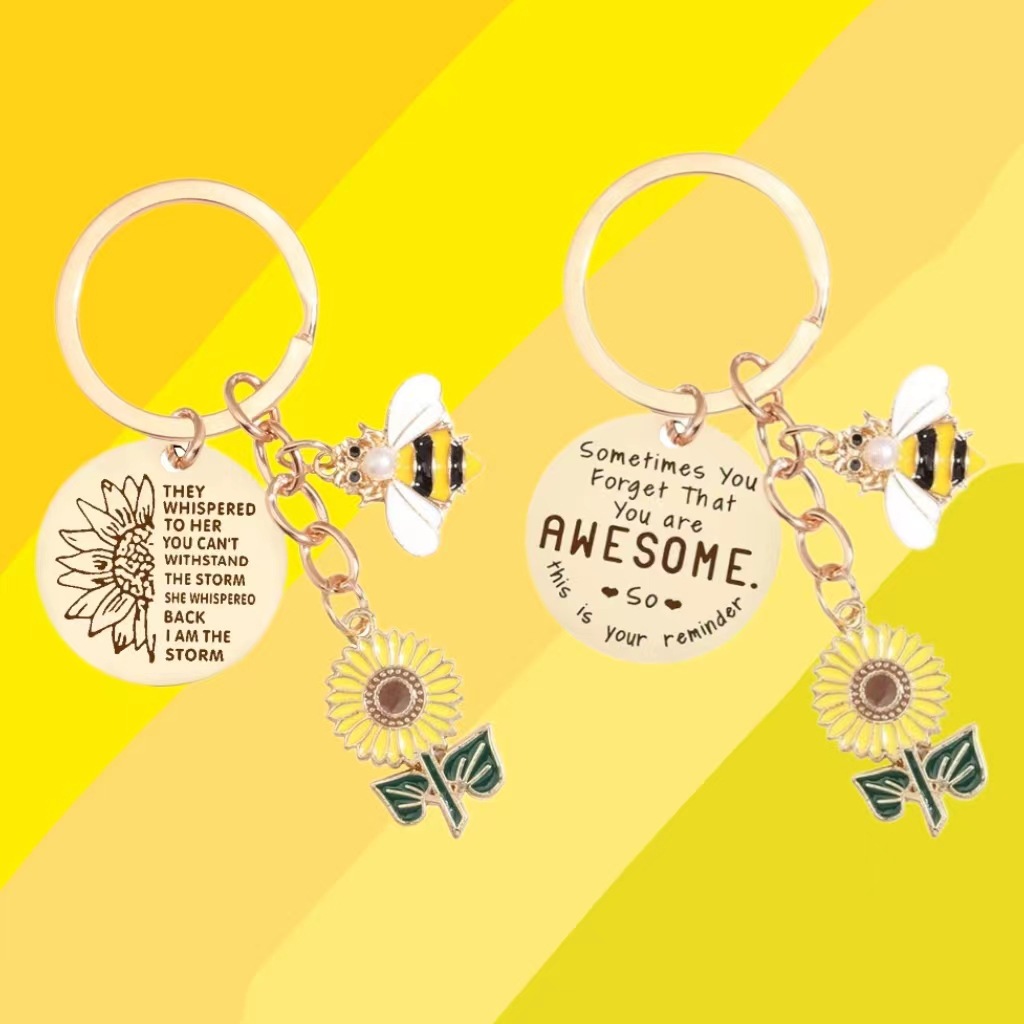 Cute Style Cute Sunflower Letter 201 Stainless Steel Unisex Women's Keychain