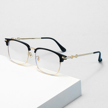 新款平光眼镜男眉毛半框痞帅斯文眼镜框架可配近视眼镜厂家批发