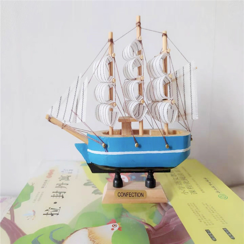 10-14cm factory wholesale Mediterranean style sailboat decoration wooden sailboat model baking supplies gift