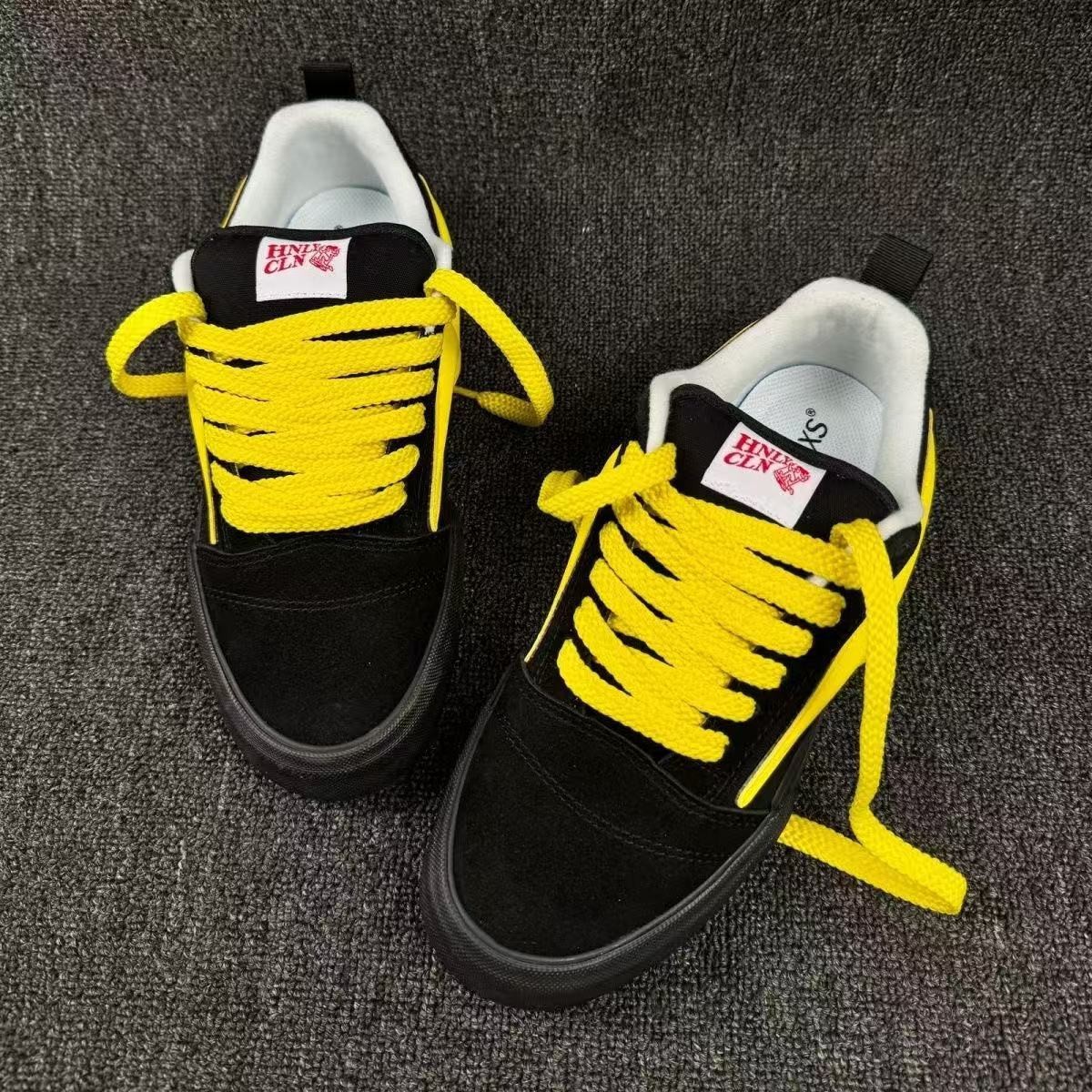 Negro rosa rosa rosa personalidad baja zapatos de skate americano callejero zapatos relámpago zapatos de pan de grasa zapatos casuales de moda para parejas image 5