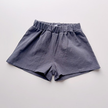 日单JUO尾货90-110纯棉短裤纯色家居外穿男女宝宝夏季裤子