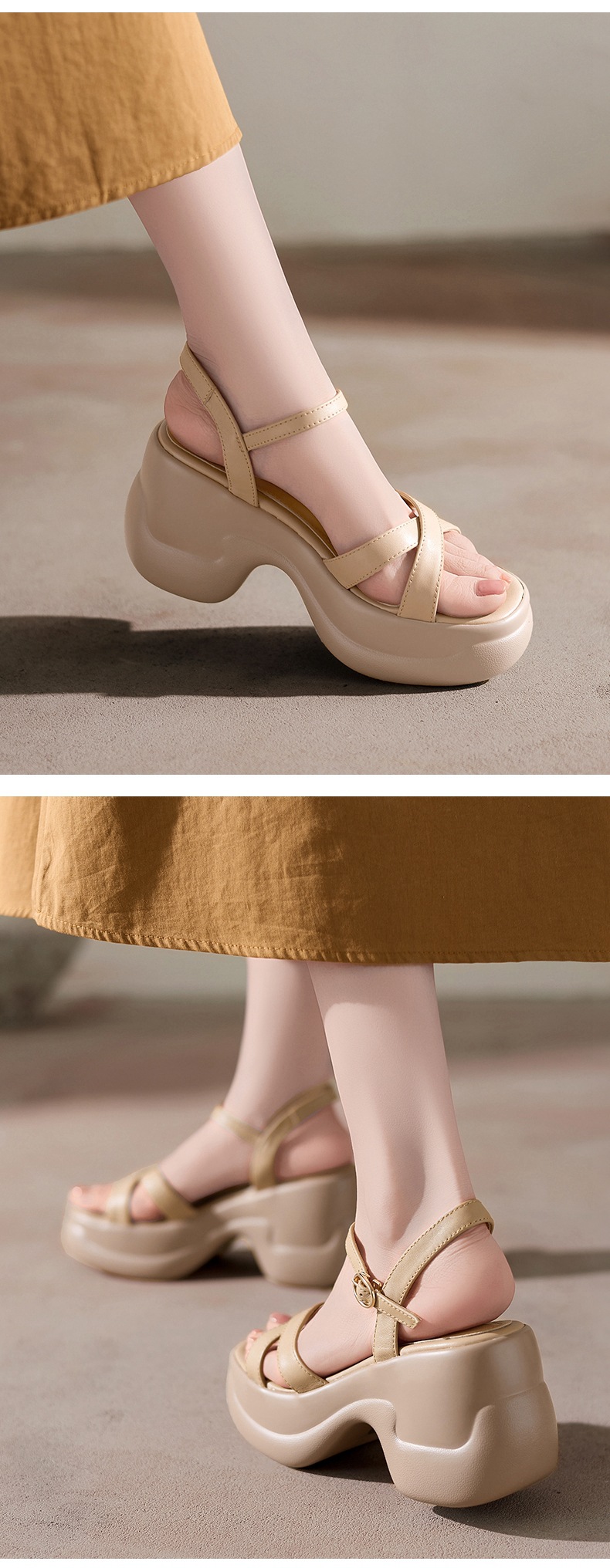 Sandal cao gót nữ hở mũi đế xuồng da bò, quai ngang đi làm — đen chi tiết 8