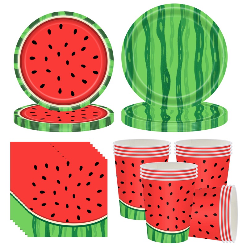 Refreshing Watermelon Theme Party Tableware Set Summer Watermelon Decoration Disposable Party Paper Plate Paper Towel Paper Cup Refreshing Watermelon Theme Party Tableware Set Summer Watermelon Decoration Disposable Party Paper Plate Paper Towel Paper Cup