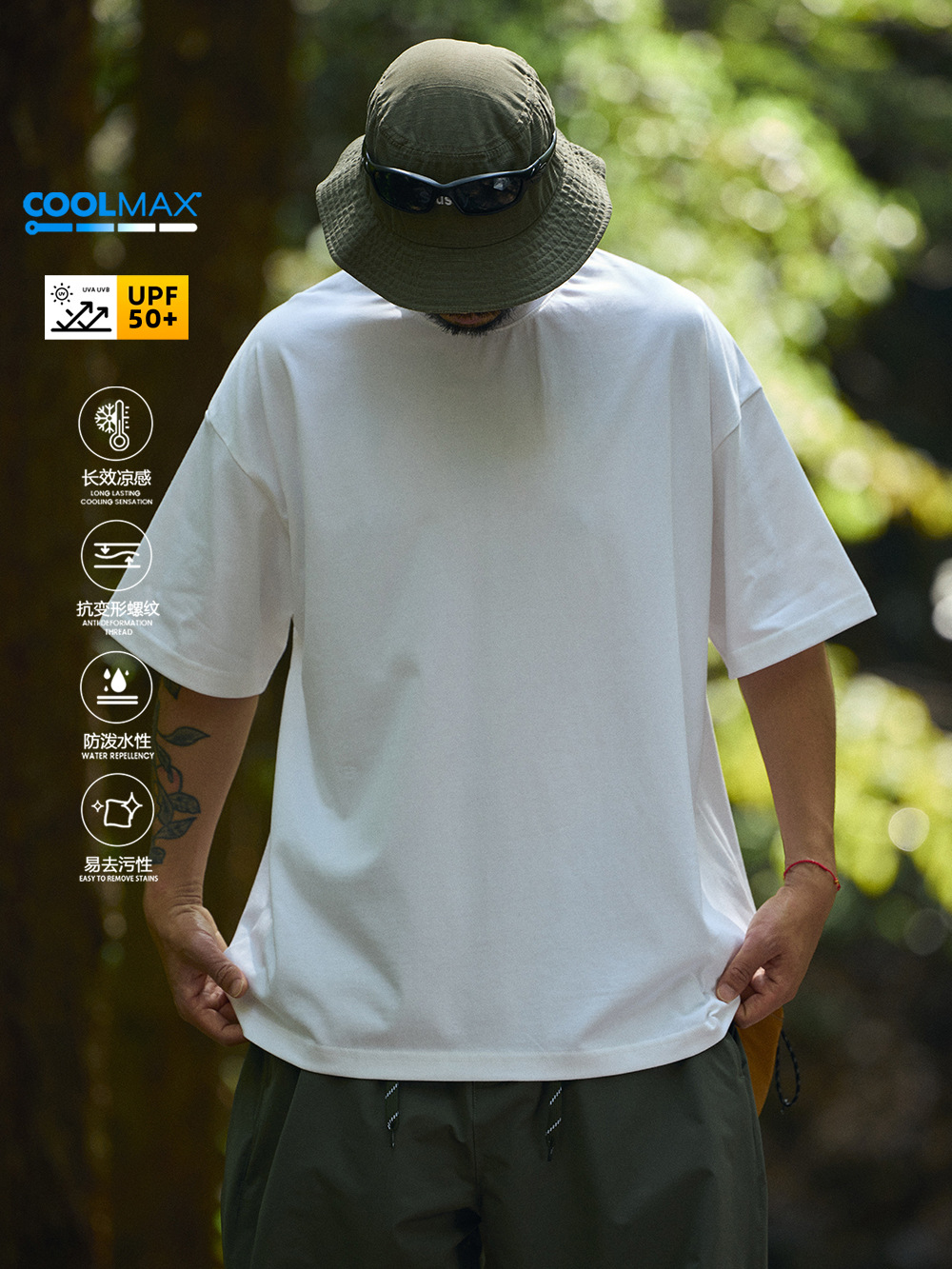 TRSメンズ25sscool max涼感吸湿排汗抗紫外線三防小襟元半袖tシャツ男