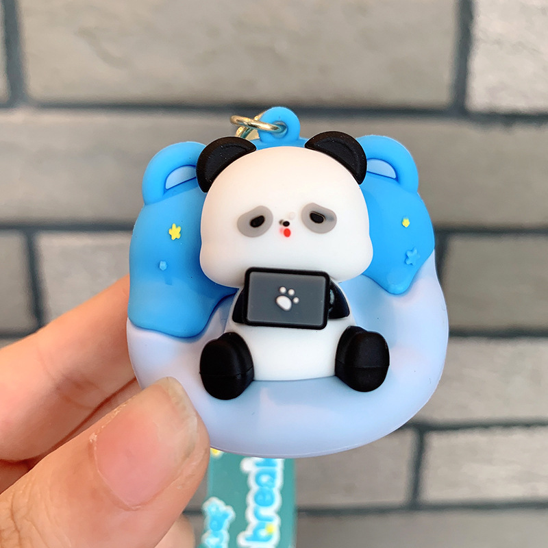 Sofá pequeño animal llavero Panda muñeca colgante bolsa de coche colgante pequeño regalo llavero oveja Silicona