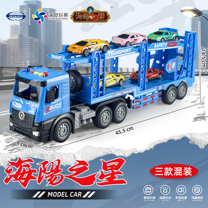 Light Concert Storytelling Puzzle Double-Decker Transport Vehicle Kidsren's Artificial Large Truck Truck Engineering Vehicle Model