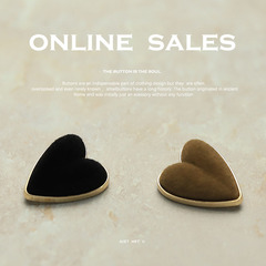 【Yisen】Little Xiang Lady Style Flocking Button Sweater Coat Cheongsam Heart-Shaped Metal Buttons Fur Coat Button
