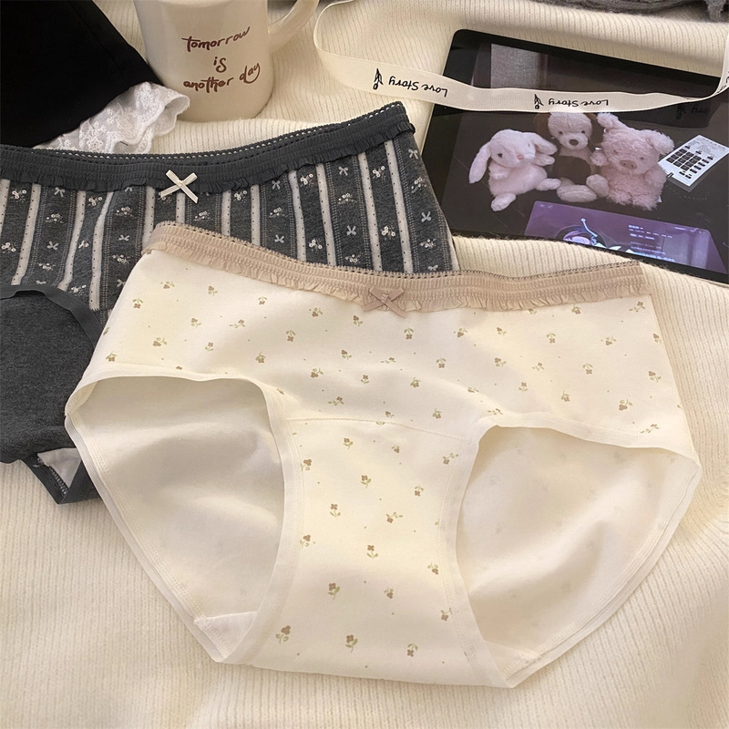 "86,400 Seconds a Day"【Silhouette】Fresh Retro Floral Women's Underwear, Pure Cotton Briefs for Women