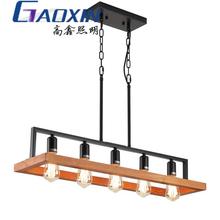 特价新款跨境亚马逊美式乡村木艺吊灯实木灯创意个性吧台餐厅110V