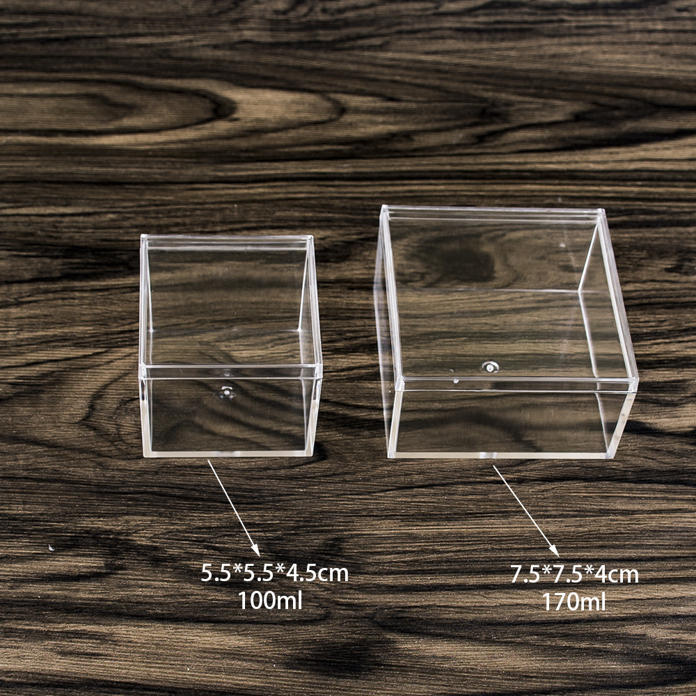 Caja de plástico cuadrado de alta transparente Douyu caja de alimentación mini caramelo Delgado cristal barro caja de embalaje al por mayor