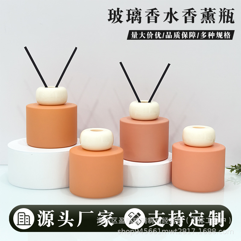 厂家直销100ML螺口圆瓶 经典藤条挥发瓶精油扩香玻璃瓶可喷色丝印