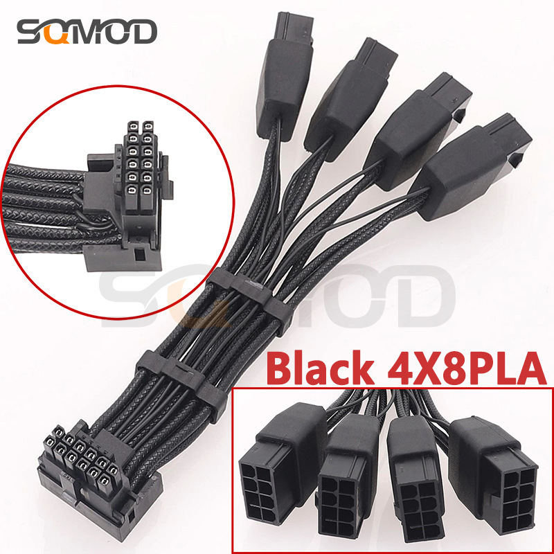 16AWG Embossed Wire 4x8pin 8PIN to 16Pin 12VHPWR Connector 90 Degree Elbow New Graphics Wire