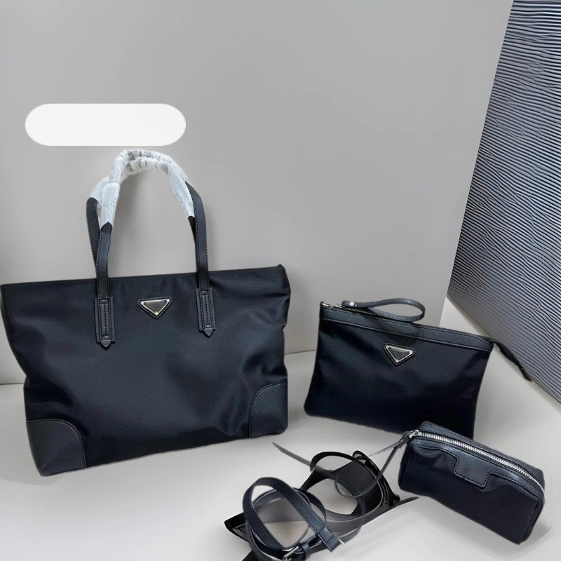 2025 새로운 3 대 1 큰 토트 백 3 조각 나일론 어깨 대용량 가방 쇼핑백 화장품 가방