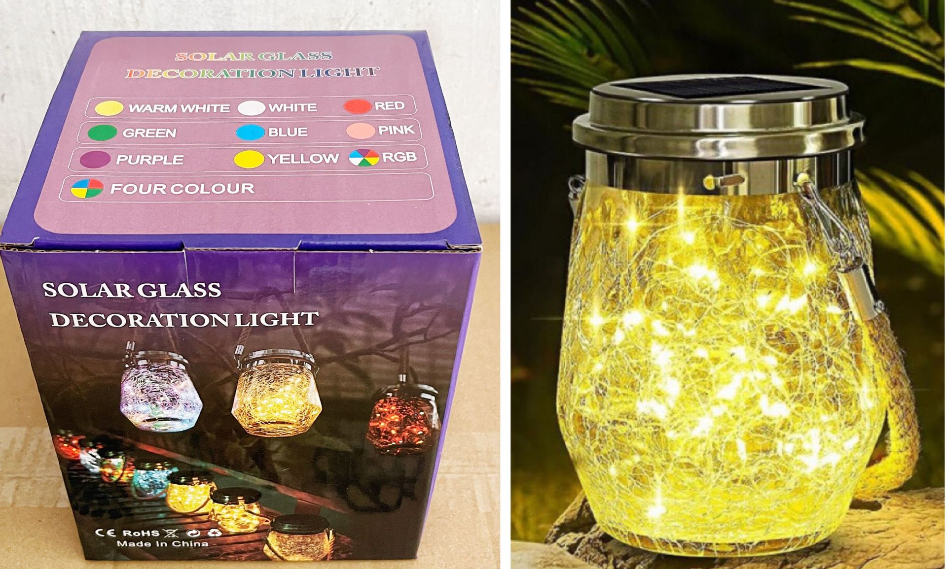 가장자리에 균열이 있는 30구슬 따뜻한 빛 상자 1팩