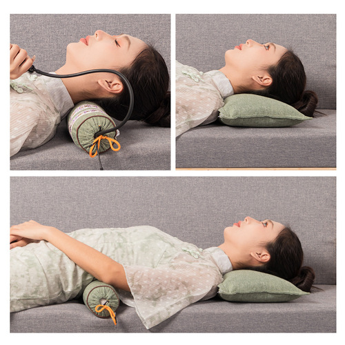 Low-Voltage Electric Heating Inflatable Flower and Herbs Pillow with Artemisia Filling Adjustable Heating Cervical Pillow Combo