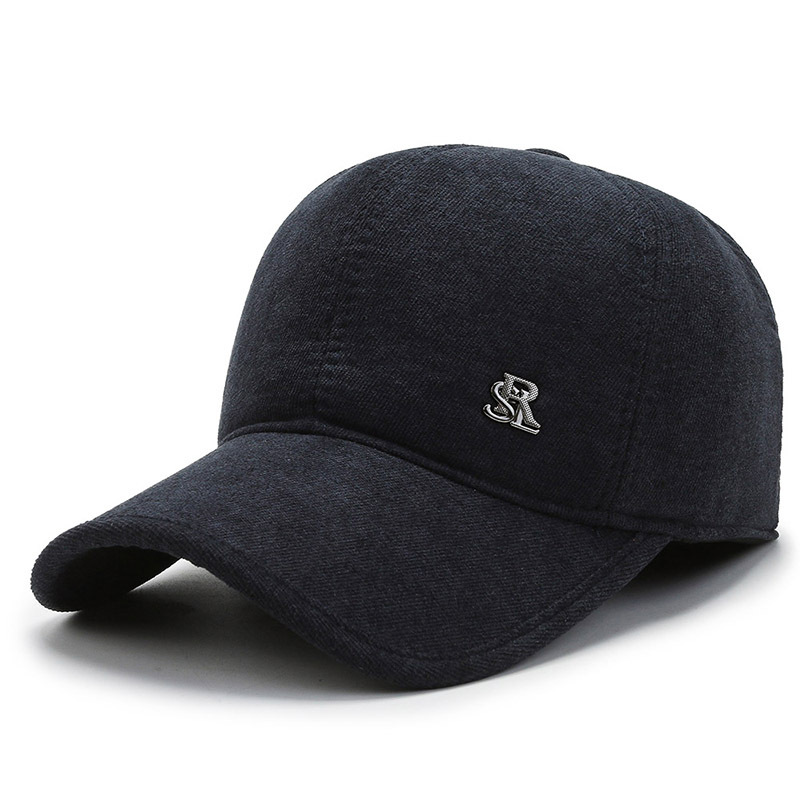 Middle Aged Men's Trendy Baseball Cap, New Woolen Duck Tongue Cap, Fashionable Dad's Ear Protection, Plush and Thick Cotton Hat_voghion.com