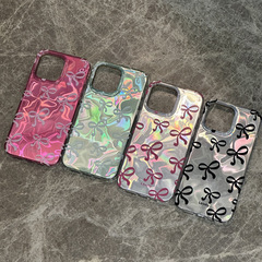 水の波の粉の銀の蝶結びはiPhone15リンゴの16promaxの携帯電話の携帯電話のレーザーを適用します。