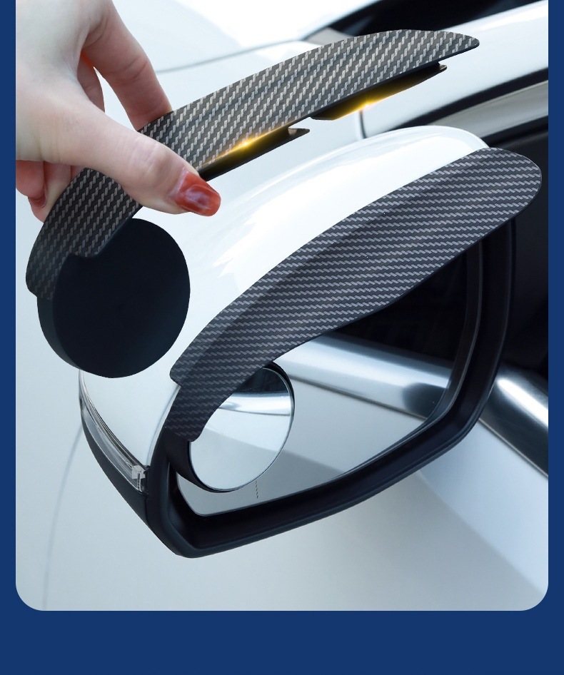 Car Rearview Mirror Rain Shield Carbon Fiber Small Round Mirror Integrated Reflector Rotating Blind Spot Mirror Reversing Mirror Rain Shield