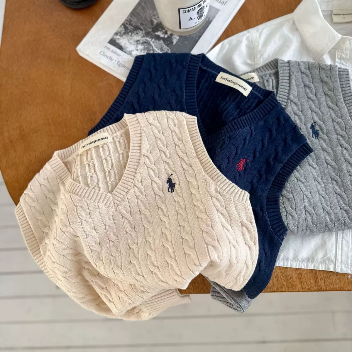 1724麻花背心2025黑田布男童毛衣马甲现货