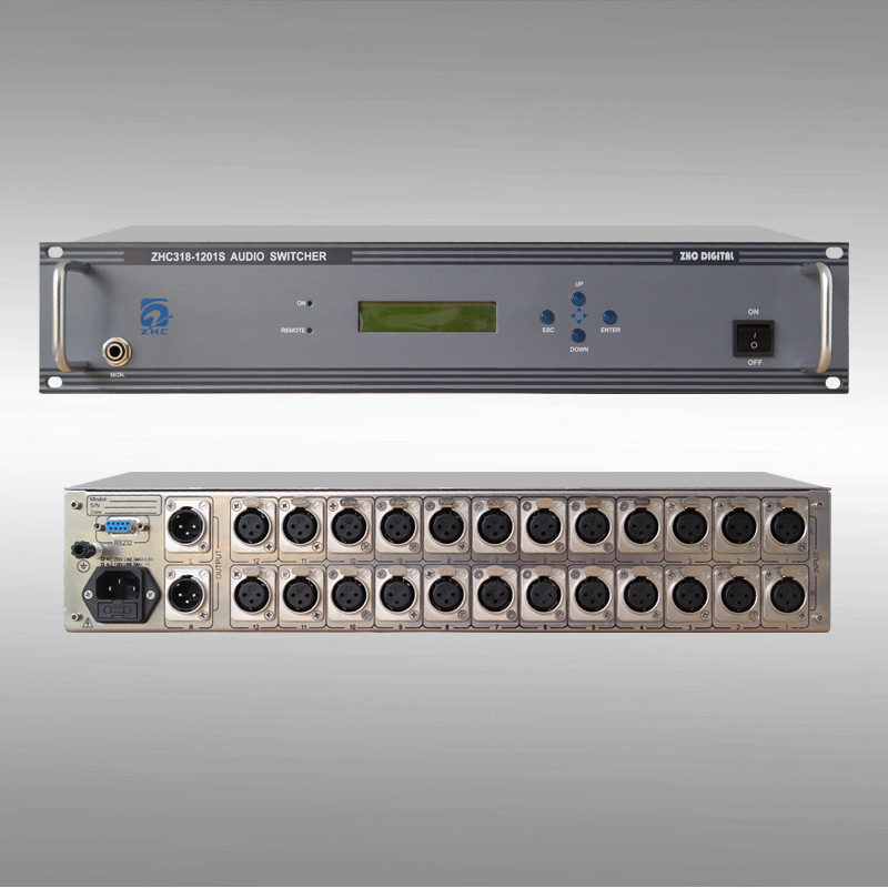 模拟音频切换器 12入1出  卡侬接口 手动/自动/遥控切换 广播级