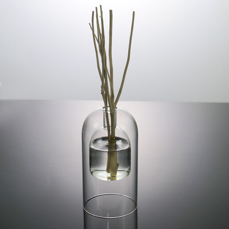 Botella de aromaterapia de vidrio de doble capa simple de estilo europeo hogar sala de estar dormitorio volátil ratán decoración floral botella vacía