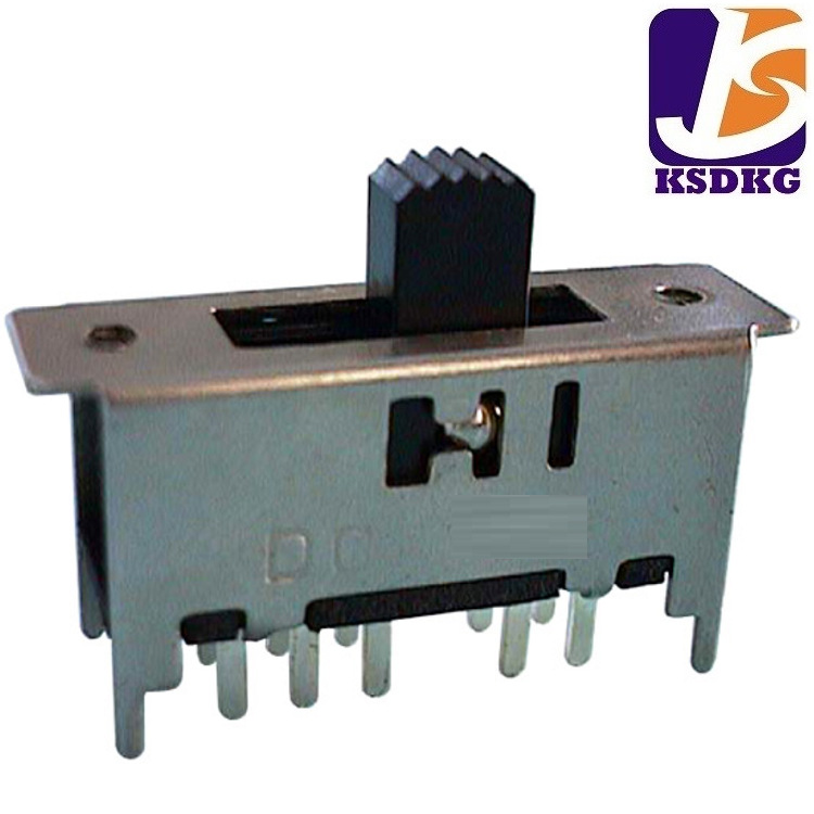 小型拨动开关 立式拨动开关直插 双排十脚滑动开关 双耳带螺牙孔