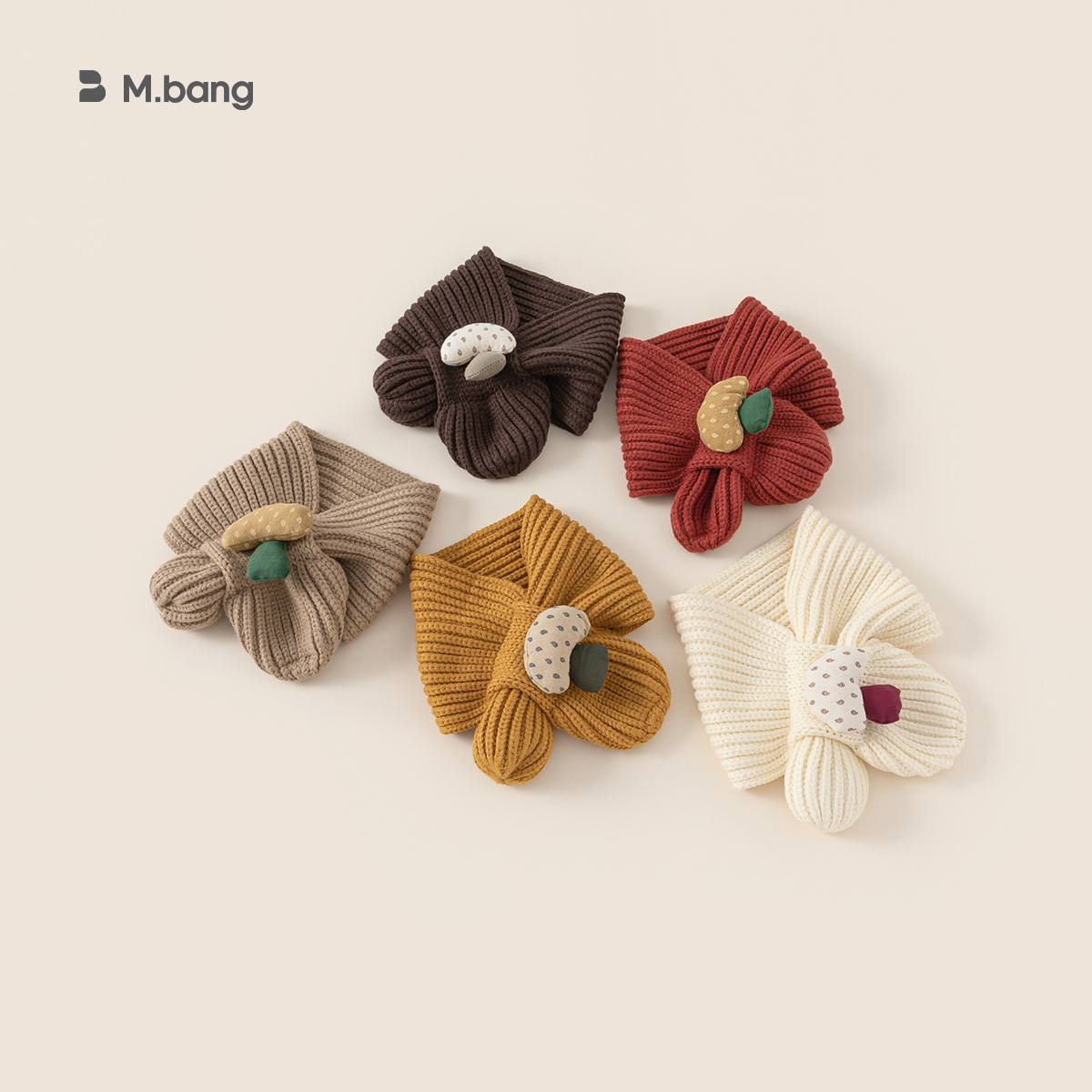 Bufandas infantiles invierno nuevo hongo tridimensional niñas bebés grueso caliente protector de cuello niño de punto cruzado bucal