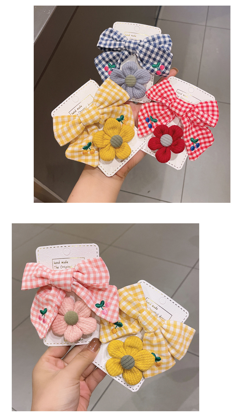 Wholesale Accessories Plaid Bow Flower Cloth Hairpin Nihaojewelry display picture 4