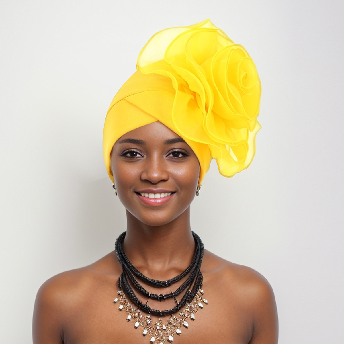 Muslim hat Stylish side large flowers African national characteristics baotou hat headscarf hat_viptrois.com