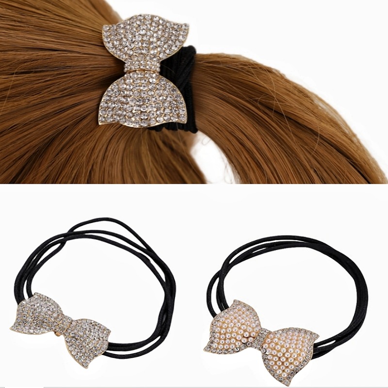 Corea del Sur Dongdaemun rhinestone geométrico curvo Super Flash banda de pelo accesorios para el cabello corbata de pelo femenina cuerda de pelo banda de goma femenina cuerda de pelo en forma de U