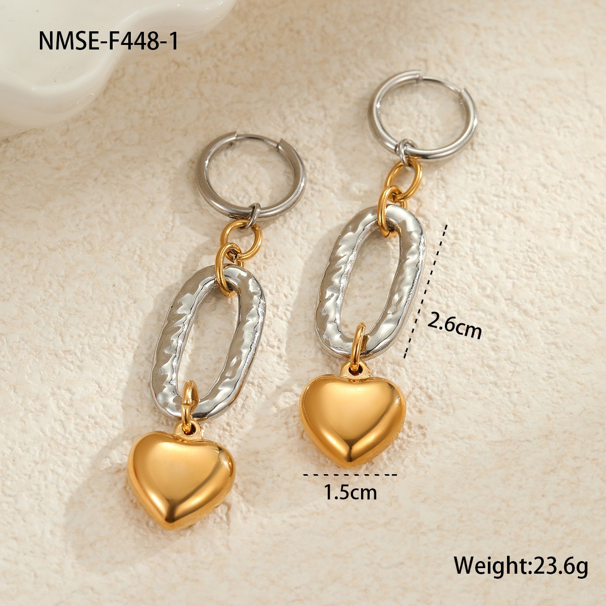 12g Weight 0.03µm-0.05µm Gold Plating Thickness PVD Coated Gold Plating Process 304 Stainless Steel Ear Needle Material Real Gold Plated Plating Material Drop Earrings, Ear Studs Classification 1 Pair Quantity Holiday, Daily Occasion 304 Stainless Steel Material Heart Shape Pattern All Seasons Season Women's Gender Polished Finish IG Style, Elegant, Modern Style Style Waterproof Non Tarnish, Mixed Metal, Plating Craft PVD Coated Real Gold Plated Heart Shape 304 Stainless Steel IG Style Elegant Modern Style Waterproof Non Tarnish Drop Earrings Ear Studs 10