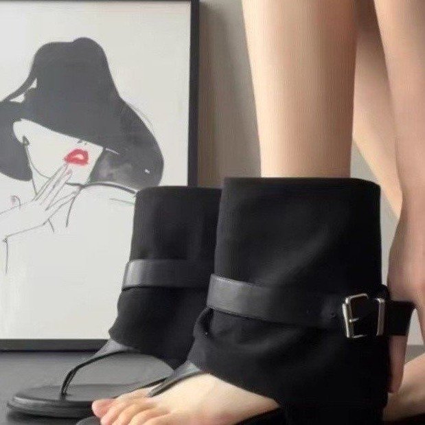 2026 nuevas zapatillas de talón de pente botas de verano para mujeres botas de tubo de pantalones sandalias aumentan la altura de las botas de calzado