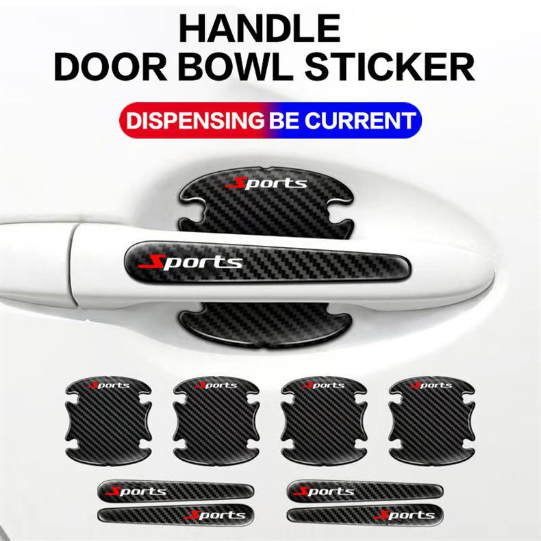 Carbon Fiber Door Handle Stickers for Car Doors, Anti-Scratch Car Door Bowl Stickers, Door Handle Stickers, Scratch Paint Protection Stickers, Decorative