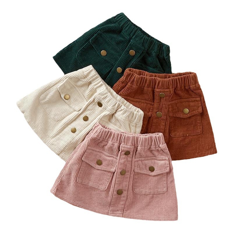 Primavera y otoño de las niñas falda de corto nuevo estilo extranjero de niñas meandruño una falda corta coreana para niños con una falda corta en forma de A