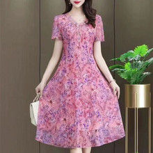 高端品牌真絲連衣裙 高品質 出口2023夏季大碼氣質薄款胖美人女裙