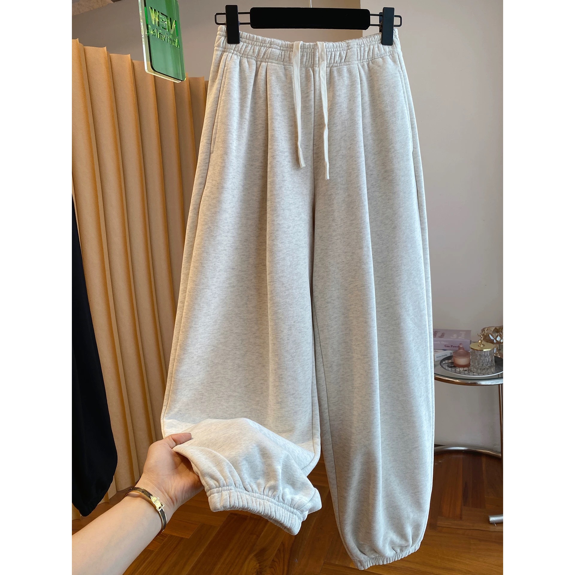 【胖妹妹】加绒卫裤女秋冬2025新款宽松休闲束脚裤运动裤抓绒裤子