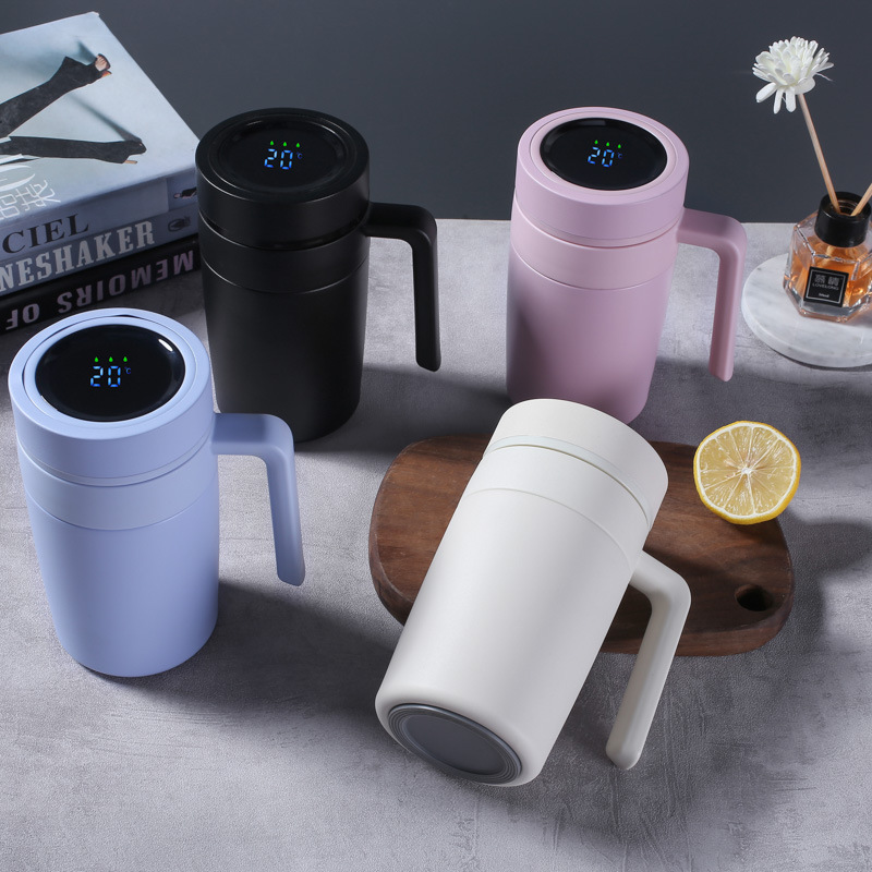 500ml taza de oficina inteligente 316 Acero inoxidable Oficina de negocios regalo taza de vacío doble capa con mango taza de regalo