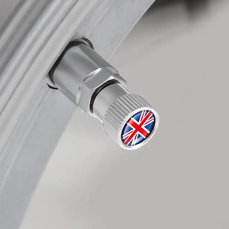 Cross-border car exterior aluminum alloy British flag valve cap valve cap creative air nozzle cover car exterior
