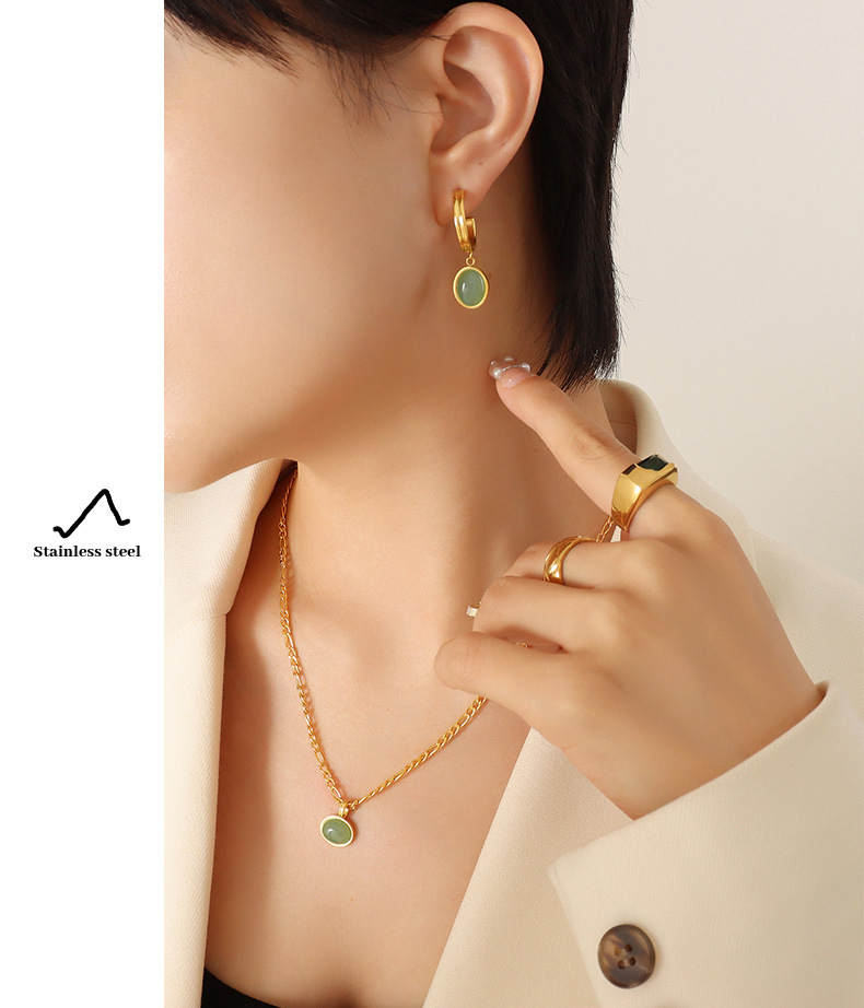 Fashion Geometric Titanium Steel Earrings Necklace