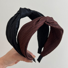 褶皺打結交叉發箍大腸顯臉小黑色增高顱頂洗臉頭箍髮飾頭飾女批發