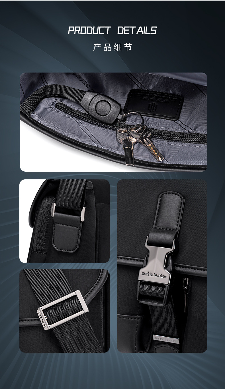 Men's Crossbody Bag High-End Multi-Functional Water-Resistant Single Shoulder Bag Casual Commute Nylon Sling Bag