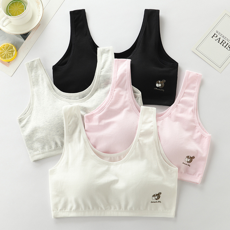 Puberty Girls Underwear Junior High School High School Students Developmental Sports Cotton Small Vest Thin Cotton No Steel Ring