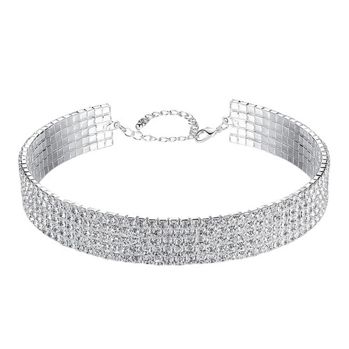 Classic Metal Tassel Rhinestone Bridal Jewelry Three Piece Set Women's Rhinestone Wedding Necklace Earrings Bracelet Set