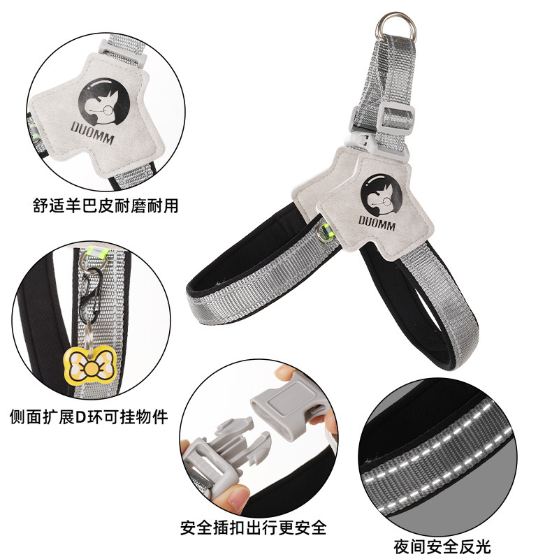 Amazon popular correa para el pecho del perro tipo Y cuerda de tracción gran cadena de perro cuerda para caminar transfronterizo al por mayor en stock