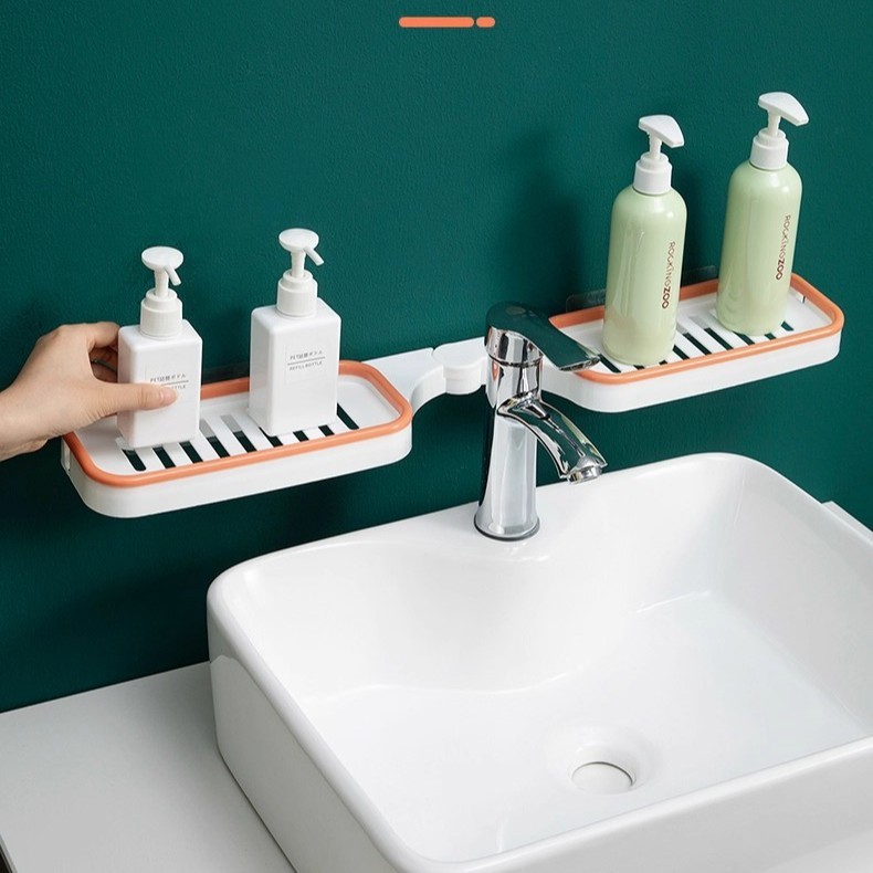 クリエイティブコーナー収納ラックパンチフリー壁掛け収納ラックバスルームトイレプラスチック洗面台折りたたみラック|undefined