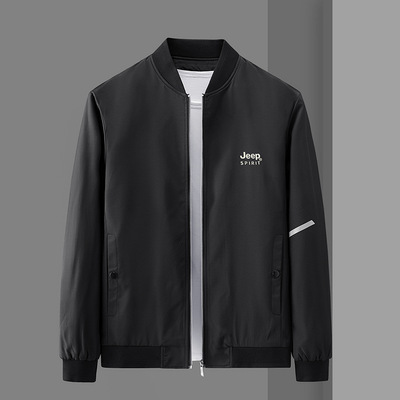 0191#2021年秋季新款立領休閑現貨純色拉鏈側縫插袋夾克外套