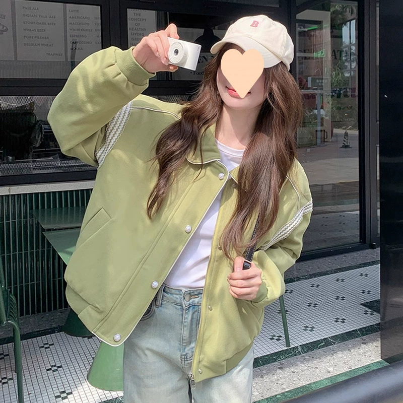 Зеленая бейсболка для женщин, весна-осень 2025, новая популярная корейская стильная укороченная куртка для миниатюрных женщин