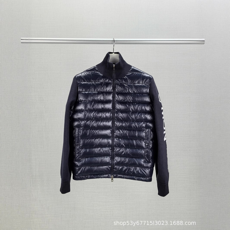 Factory real shot of M brand's 25 autumn/winter aviator collar knitted patchwork down jacket, suitable for commuting, high street style, warm zip-up coat Factory real shot of M brand's 25 autumn/winter aviator collar knitted patchwork down jacket, suitable for commuting, high street style, warm zip-up coat
