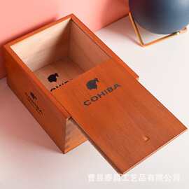新款简约木质雪茄盒创意抽拉盖木盒香烟收纳盒雪茄礼品包装盒